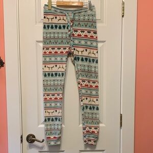 Bluenotes Women’s PJ Leggings with Christmas Pattern soft velour Size Medium